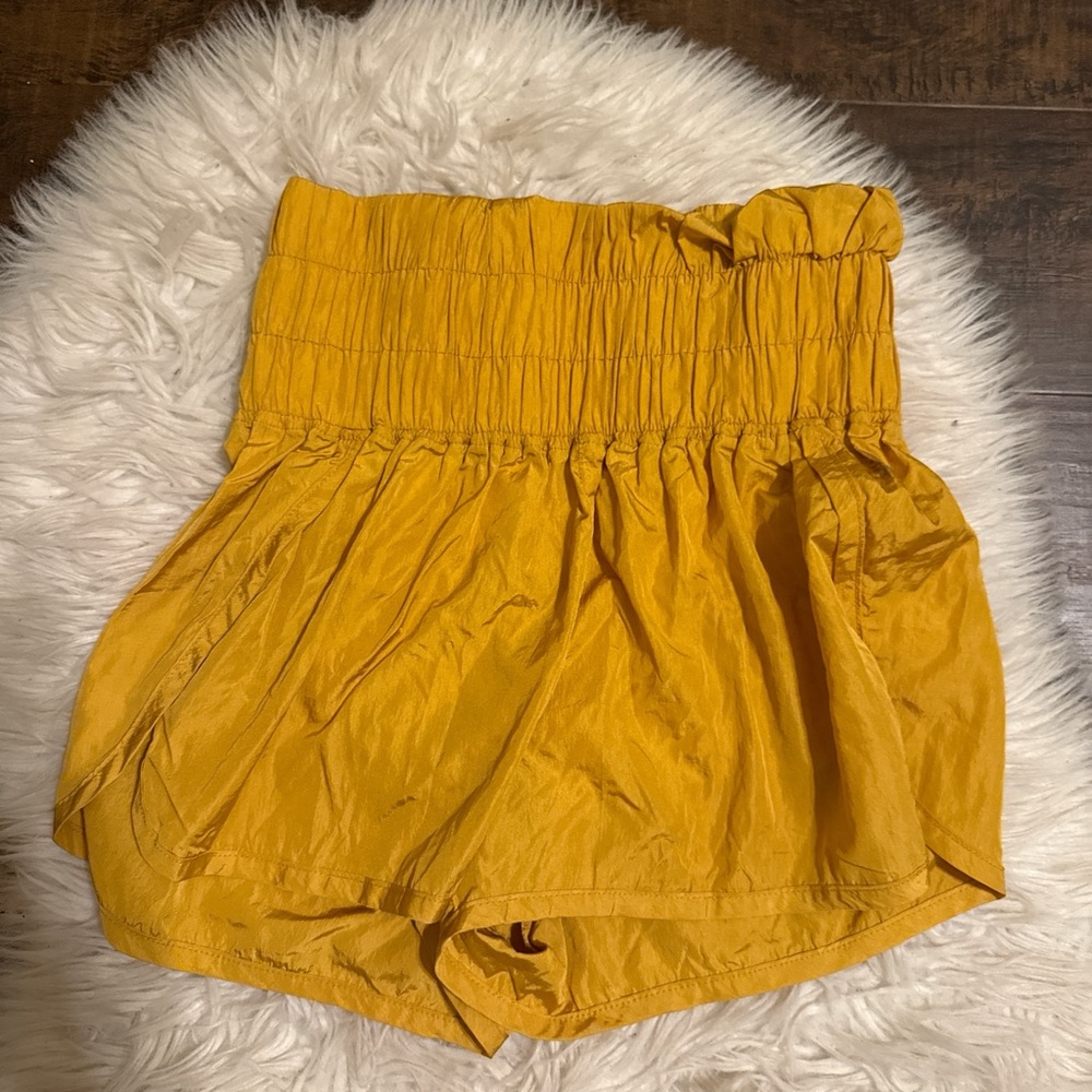 Free People Yellow Athletic Shorts High-Waisted
